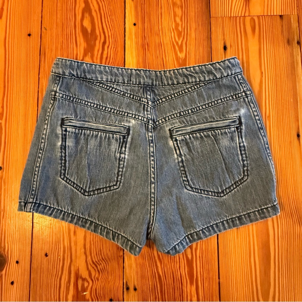Free People High Rise "Lumineer Sailor Shorts" Denim Size 26 Festival Micro Mini - Picture 3 of 11